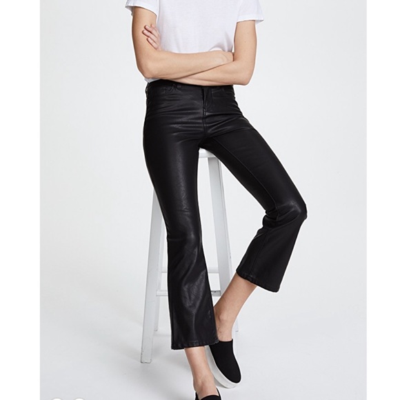 faux leather cropped flare pants